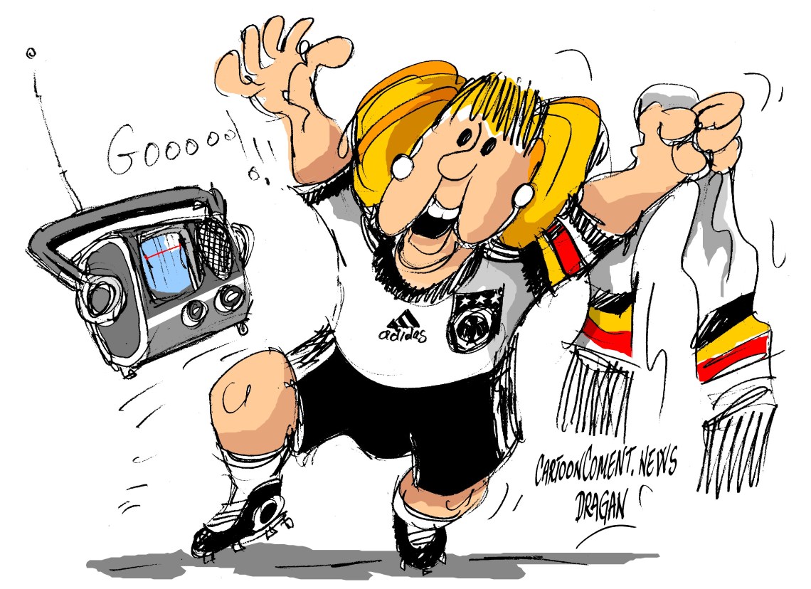 Angela Merkel se relaja oyendo fútbol por la radio